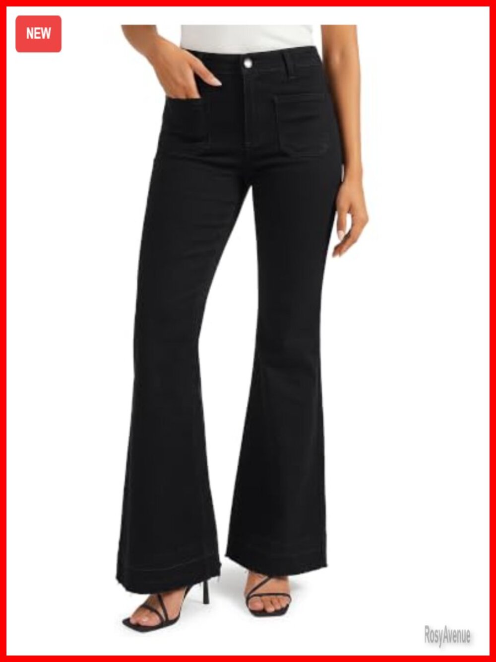 roswear Women's Flare Jeans Bell Bottom Stretch Mid-Rise Denim